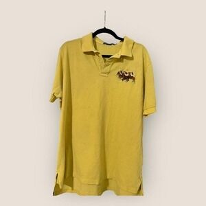 Yellow vintage Polo Ralph Lauren polo shirt‎ with XL embroidered horses design